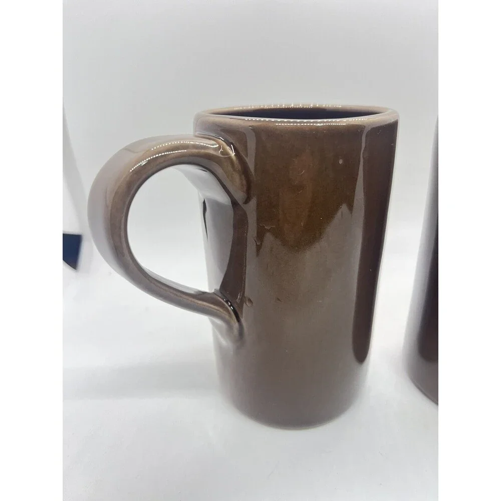 Pottery Barn Studio Mugs by Barbara Eigen Tall Coffee Mugs Set of 2 Brown